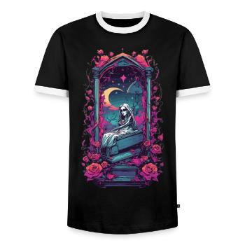 Neon Gothic Friedhof Okkultes Design - Männer Kontrast-T-Shirt - Schwarz/Weiß - Vorne - AI Model Female 172 light (172cm) & AI Model Male 178 light (178cm)