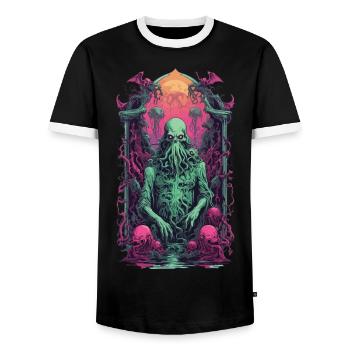 Cthulhu Gothic Vaporwave Halloween Design - Männer Kontrast-T-Shirt - Schwarz/Weiß - Vorne - AI Model Female 172 light (172cm) & AI Model Male 178 light (178cm)