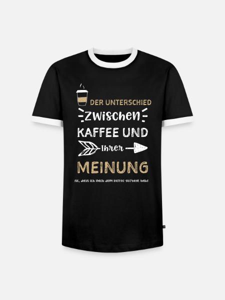 Der Unterschied zwischen Kaffee... - Männer Kontrast-T-Shirt - Schwarz/Weiß