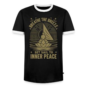Sailing Yoga The Breeze Inner Peace - Men's Ringer Shirt - black/white - Front - AI Model Female 172 light (172cm) & AI Model Male 178 light (178cm)