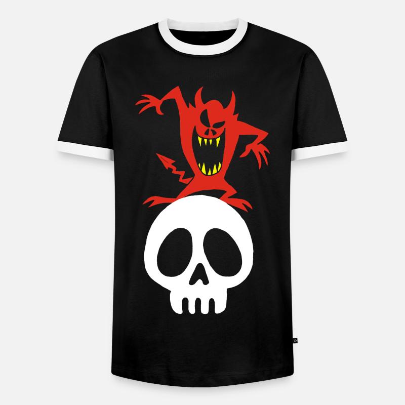 Schädel und Dämon - Männer Kontrast-T-Shirt - Schwarz/Weiß