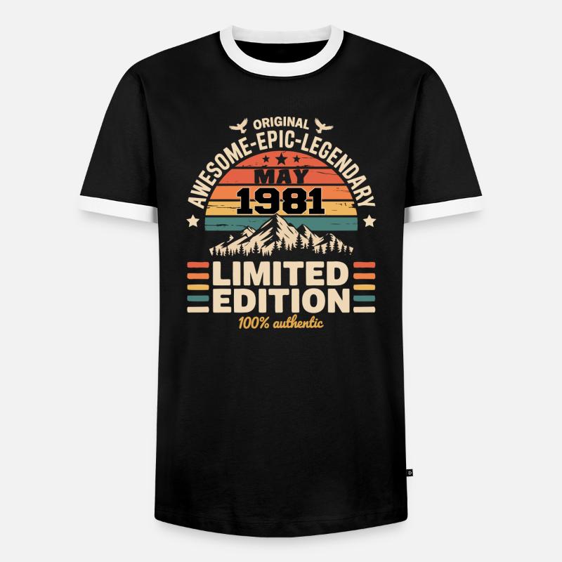 May 1981 - May 1981 - Men's Ringer Shirt - black/white