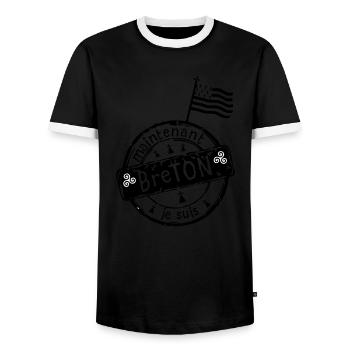 logo je suis breton maintenant drapeau - T-shirt contrasté Homme - noir/blanc - Devant - AI Model Female 172 light (172cm) & AI Model Male 178 light (178cm)