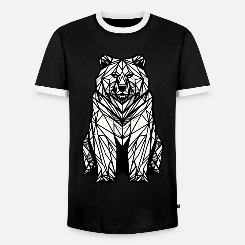 Bär Polygon - Männer Kontrast-T-Shirt - Schwarz/Weiß
