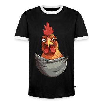 Chicken In Pocket - Men's Ringer Shirt - black/white - Front - AI Model Female 172 light (172cm) & AI Model Male 178 light (178cm)