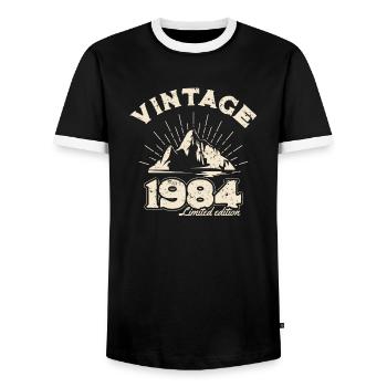 1984 BC Vintage limitierte Auflage - 1984 Geburtstag gi - Männer Kontrast-T-Shirt - Schwarz/Weiß - Vorne - AI Model Female 172 light (172cm) & AI Model Male 178 light (178cm)