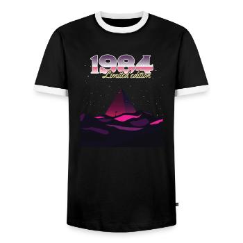 1984 SW Pyramide limitierte Auflage - 1984 Geburtstag - Männer Kontrast-T-Shirt - Schwarz/Weiß - Vorne - AI Model Female 172 light (172cm) & AI Model Male 178 light (178cm)