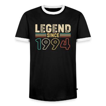 Legend since 1994 v2 - 1994 Birthday gift - Men's Ringer Shirt - black/white - Front - AI Model Female 172 light (172cm) & AI Model Male 178 light (178cm)