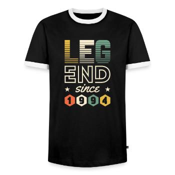 Legend since 1994 - 1994 Birthday gift - Men's Ringer Shirt - black/white - Front - AI Model Female 172 light (172cm) & AI Model Male 178 light (178cm)