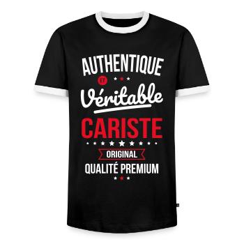 Authentique et véritable cariste - Original - T-shirt contrasté Homme - noir/blanc - Devant - AI Model Female 172 light (172cm) & AI Model Male 178 light (178cm)