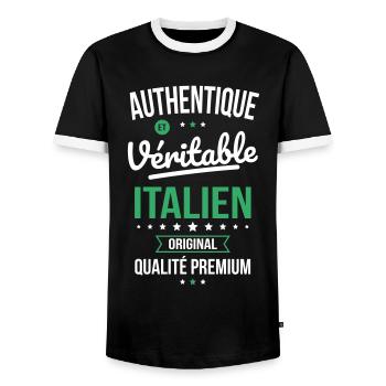 Authentique et véritable Italien - Original - T-shirt contrasté Homme - noir/blanc - Devant - AI Model Female 172 light (172cm) & AI Model Male 178 light (178cm)