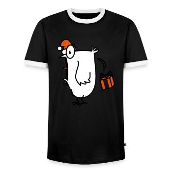 christmas chick crazy chicken - Men's Ringer Shirt - black/white - Front - AI Model Female 172 light (172cm) & AI Model Male 178 light (178cm)