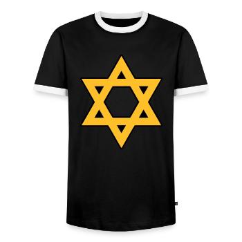 star of david - Men's Ringer Shirt - black/white - Front - AI Model Female 172 light (172cm) & AI Model Male 178 light (178cm)