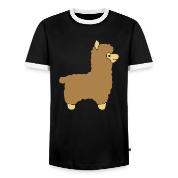 lama alpaca comic - Männer Kontrast-T-Shirt - Schwarz/Weiß - Vorne - AI Model Female 172 light (172cm) & AI Model Male 178 light (178cm)