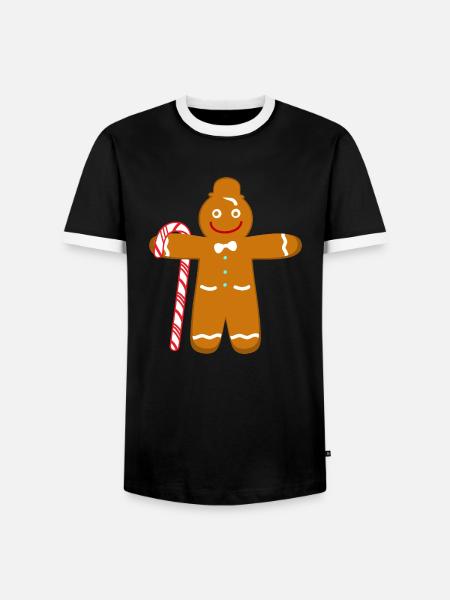 Lebkuchenmann geht wandern - Männer Kontrast-T-Shirt - Schwarz/Weiß
