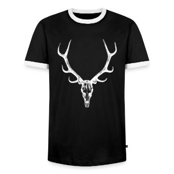 Deer antlers - Men's Ringer Shirt - black/white - Front - AI Model Female 172 light (172cm) & AI Model Male 178 light (178cm)