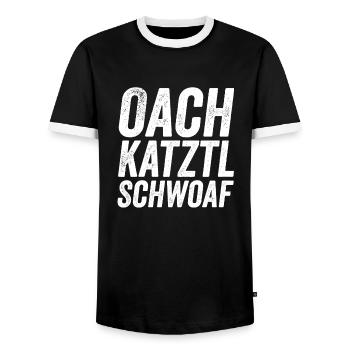 Oachkatzlschwoaf Bayrisch Eichhörnchen - Männer Kontrast-T-Shirt - Schwarz/Weiß - Vorne - AI Model Female 172 light (172cm) & AI Model Male 178 light (178cm)