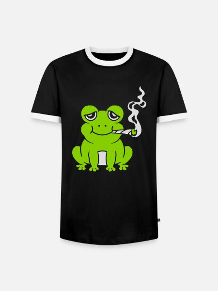 Weed Joint Frog Stoned - Men's Ringer Shirt - black/white