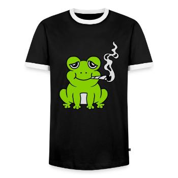Bekiffter Weed Joint Frosch - Männer Kontrast-T-Shirt - Schwarz/Weiß - Vorne - AI Model Female 172 light (172cm) & AI Model Male 178 light (178cm)