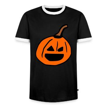 Halloween Kürbis - Männer Kontrast-T-Shirt - Schwarz/Weiß - Vorne - AI Model Female 172 light (172cm) & AI Model Male 178 light (178cm)
