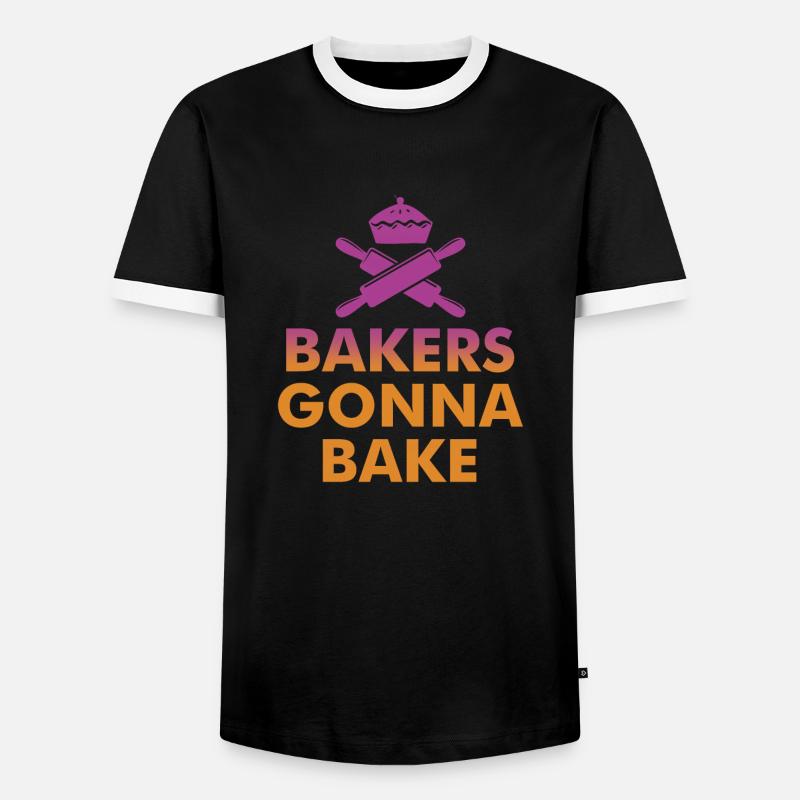 BÄCKERROCK BACKEN V2 - Männer Kontrast-T-Shirt - Schwarz/Weiß