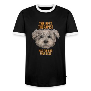 CHIEN LE MEILLEUR THÉRAPEUTE - T-shirt contrasté Homme - noir/blanc - Devant - AI Model Female 172 light (172cm) & AI Model Male 178 light (178cm)