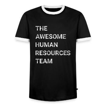The Awesome Human Resources Team - Men's Ringer Shirt - black/white - Front - AI Model Female 172 light (172cm) & AI Model Male 178 light (178cm)