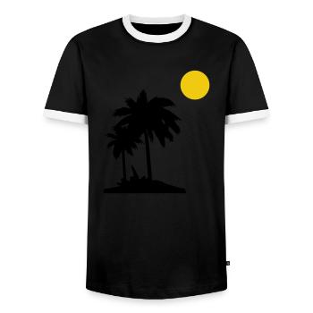 Palmiers - T-shirt contrasté Homme - noir/blanc - Devant - AI Model Female 172 light (172cm) & AI Model Male 178 light (178cm)