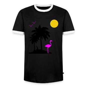 Palmen Paradise - Männer Kontrast-T-Shirt - Schwarz/Weiß - Vorne - AI Model Female 172 light (172cm) & AI Model Male 178 light (178cm)