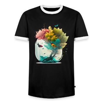 The miniature forest - Men's Ringer Shirt - black/white - Front - AI Model Female 172 light (172cm) & AI Model Male 178 light (178cm)
