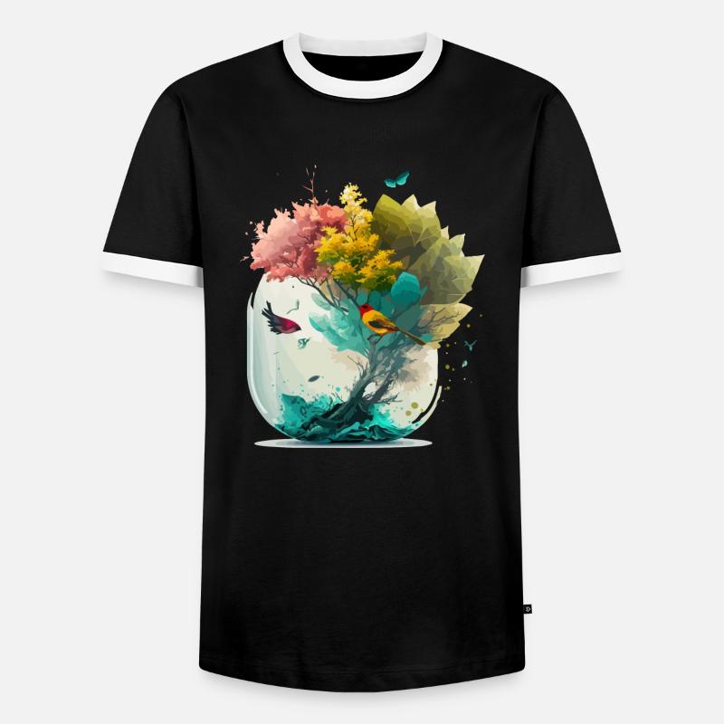 Der Miniaturwald - Männer Kontrast-T-Shirt - Schwarz/Weiß