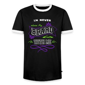 Distanciation sociale Bear Earloop Barbe Amant Homme - T-shirt contrasté Homme - noir/blanc - Devant - AI Model Female 172 light (172cm) & AI Model Male 178 light (178cm)