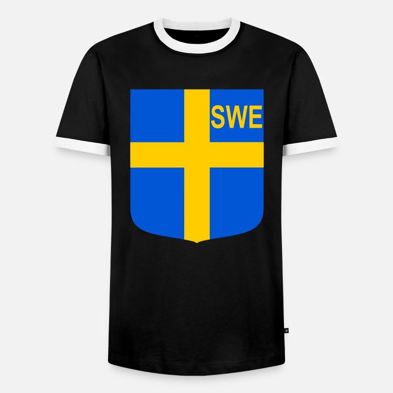 ENG shield - Men's Ringer Shirt - black/white