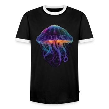 Méduse Galaxy - T-shirt contrasté Homme - noir/blanc - Devant - AI Model Female 172 light (172cm) & AI Model Male 178 light (178cm)