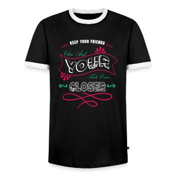 birthday statement present mechanic - Men's Ringer Shirt - black/white - Front - AI Model Female 172 light (172cm) & AI Model Male 178 light (178cm)