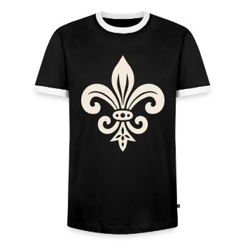 Simple Fleur de lis Design - Men's Ringer Shirt - black/white - Front - AI Model Female 172 light (172cm) & AI Model Male 178 light (178cm)