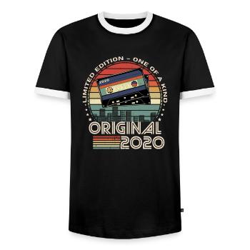 Limitierte Auflage 2020 4-jähriges Jubiläum - Männer Kontrast-T-Shirt - Schwarz/Weiß - Vorne - AI Model Female 172 light (172cm) & AI Model Male 178 light (178cm)