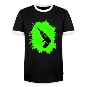 bohrmaschine klecks handwerker - Männer Kontrast-T-Shirt - Schwarz/Weiß - Vorne - AI Model Female 172 light (172cm) & AI Model Male 178 light (178cm)