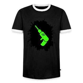 bohrmaschine klecks handwerker - Männer Kontrast-T-Shirt - Schwarz/Weiß - Vorne - AI Model Female 172 light (172cm) & AI Model Male 178 light (178cm)