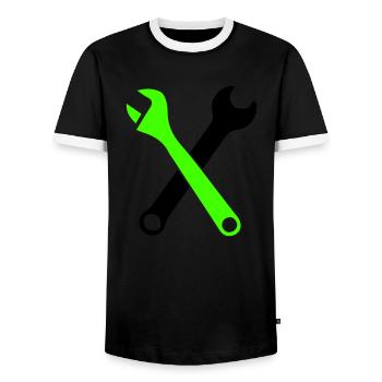 Clé à outils 1 - T-shirt contrasté Homme - noir/blanc - Devant - AI Model Female 172 light (172cm) & AI Model Male 178 light (178cm)