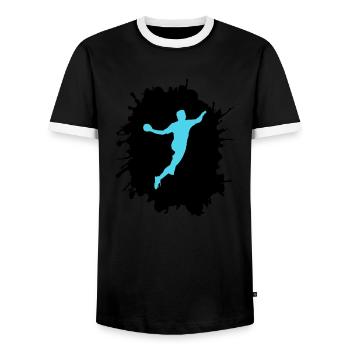 Éclaboussures de handball - T-shirt contrasté Homme - noir/blanc - Devant - AI Model Female 172 light (172cm) & AI Model Male 178 light (178cm)
