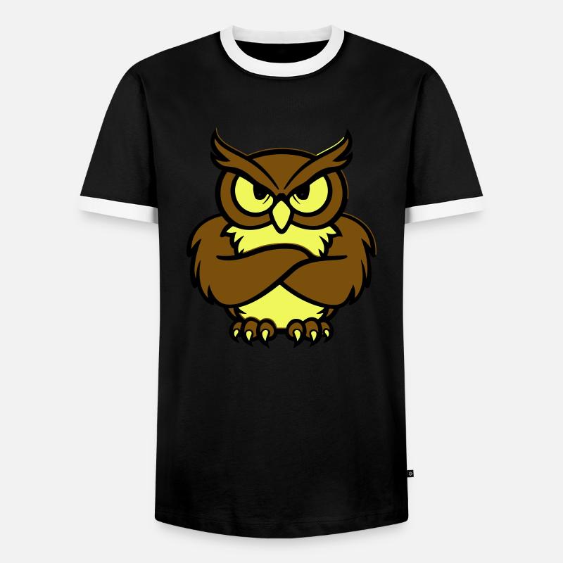 eule comic tier - Männer Kontrast-T-Shirt - Schwarz/Weiß