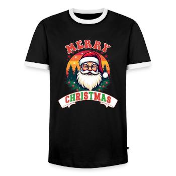 Joyeux Noël Père Noël rétro - T-shirt contrasté Homme - noir/blanc - Devant - AI Model Female 172 light (172cm) & AI Model Male 178 light (178cm)