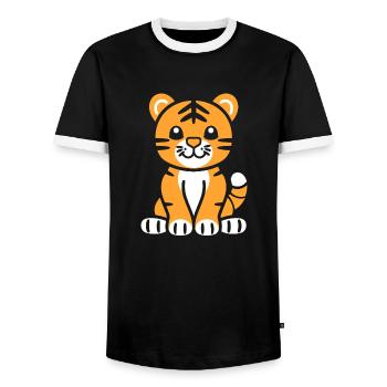 Tiger - Men's Ringer Shirt - black/white - Front - AI Model Female 172 light (172cm) & AI Model Male 178 light (178cm)