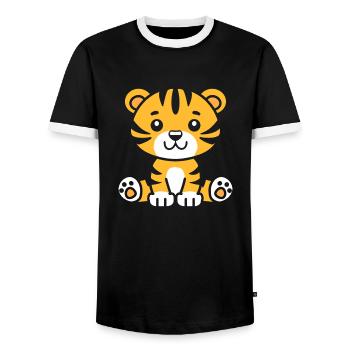 Tiger - Men's Ringer Shirt - black/white - Front - AI Model Female 172 light (172cm) & AI Model Male 178 light (178cm)