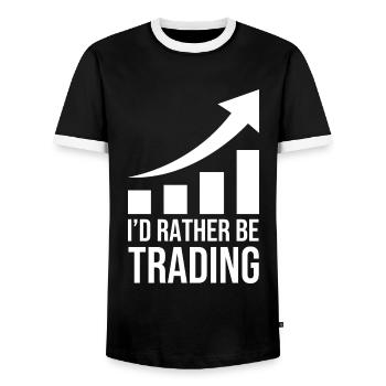 I'd Rather Be Trading - Men's Ringer Shirt - black/white - Front - AI Model Female 172 light (172cm) & AI Model Male 178 light (178cm)