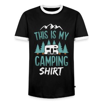 Camping RV Camping-car Caravane Camping-car - T-shirt contrasté Homme - noir/blanc - Devant - AI Model Female 172 light (172cm) & AI Model Male 178 light (178cm)