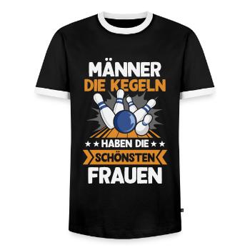 Kegeln Kegler Kegel Männer Kegelbahn Kegeltour - Männer Kontrast-T-Shirt - Schwarz/Weiß - Vorne - AI Model Female 172 light (172cm) & AI Model Male 178 light (178cm)