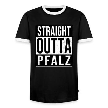 Straight Outta Pfalz Palz Weinfest Shirt - Männer Kontrast-T-Shirt - Schwarz/Weiß - Vorne - AI Model Female 172 light (172cm) & AI Model Male 178 light (178cm)