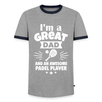 I'm a great dad and a padel ace - Men's Ringer Shirt - grey/navy  - Front - AI Model Female 172 light (172cm) & AI Model Male 178 light (178cm)